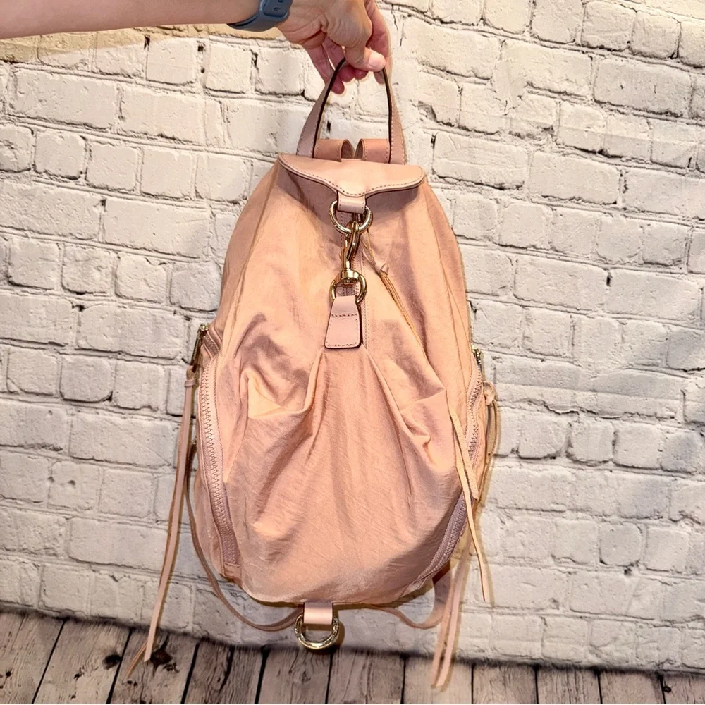 Rebecca Minkoff “Julian” Blush Pink Nylon Convertible Backpack Hobo carryall